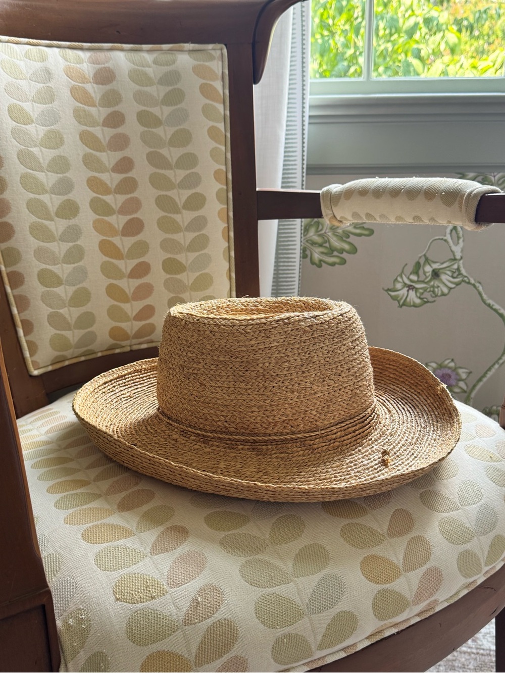 Annabel Ingall Woven Raffia Straw Sun Hat - Natural Tan with Understates Tie
